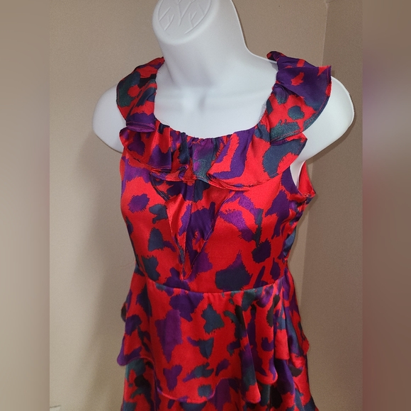 Red Print Ruffle Dress - Picture 2 of 5